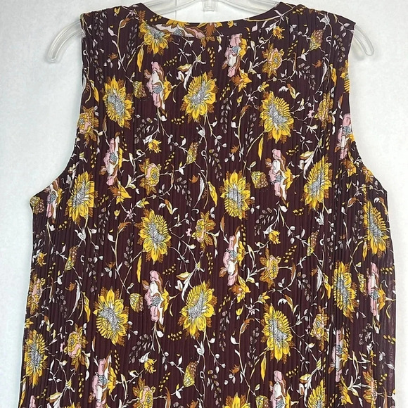 Lane Bryant Sleeveless Floral Accordion Pleated Dress Sz 20 Lined Keyhole Front - Picture 10 of 15